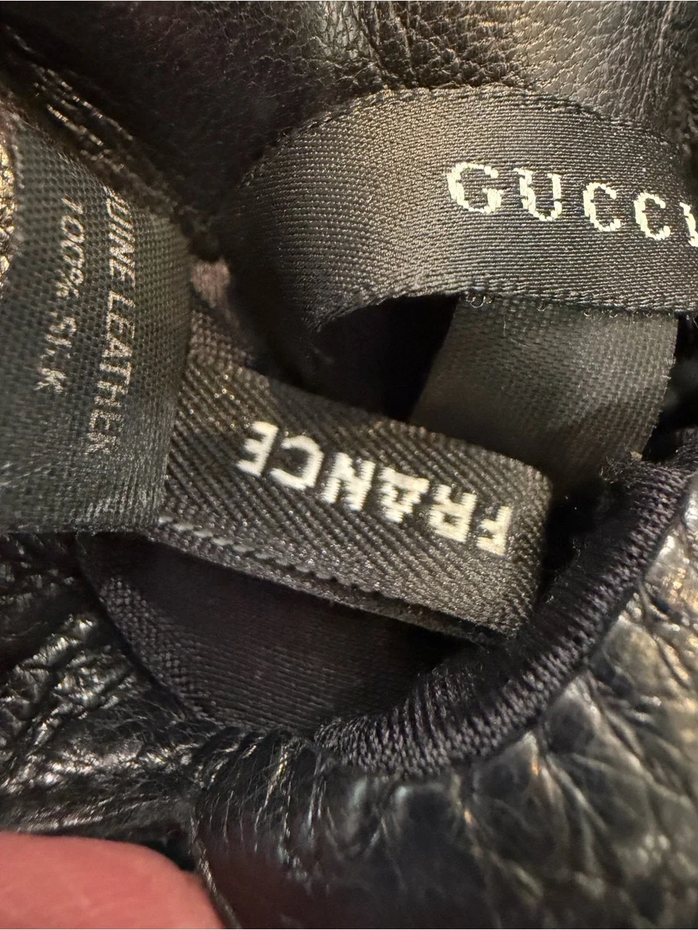 Gucci Black Leather Women's Gloves with Tom Ford Silver Horsebit Accent